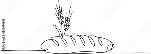  A simple illustration representing fresh bread and its primary ingredient (wheat), often used in vector art for bakery branding or menu designs.