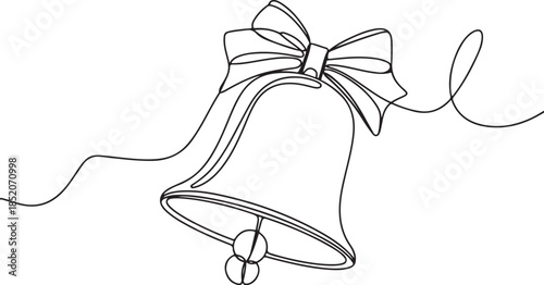 A simple illustration of a bell adorned with a ribbon bow, widely associated with seasonal celebrations such as Christmas or New Year's.