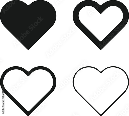 Set of shiny red and pink vector hearts for love and Valentine design collection