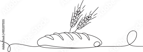 A simple illustration representing fresh bread and its primary ingredient (wheat), often used in vector art for bakery branding or menu designs.
