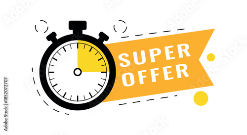 Super Offer Banner with Stopwatch and Yellow Accent