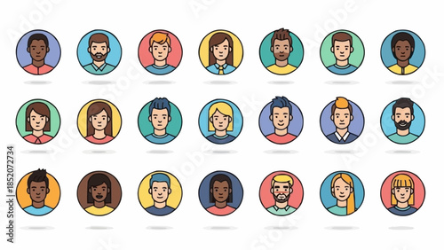 Diverse Group of People Avatars Representing Different Individuals.