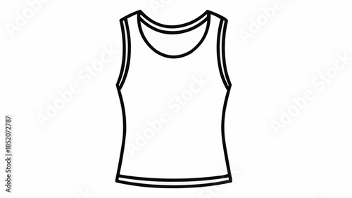 Simple Line Drawing of a Sleeveless Tank Top Shirt.