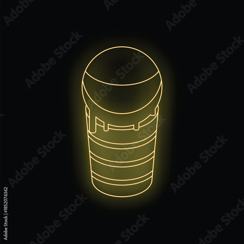 Neon sign of a refreshing iced coffee frappe with whipped cream and chocolate drizzle on a black background