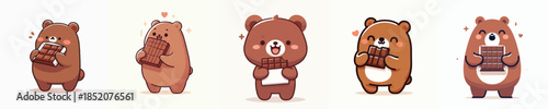 cute bear vector eating chocolate