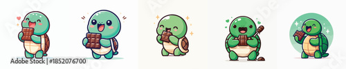 cute turtle vector eating chocolate