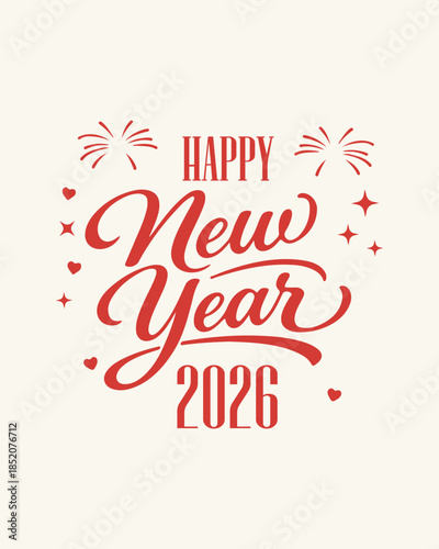 Happy new year 2026 minimal design greeting poster and social media post