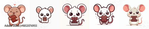 cute mouse vector eating chocolate