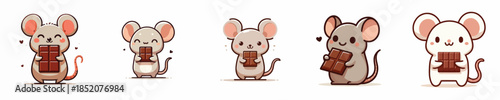 cute mouse vector eating chocolate