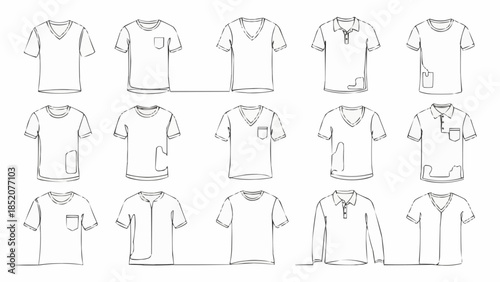 Collection of Hand Drawn T-Shirt Designs and Styles.