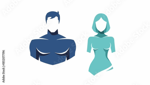 Stylized Male and Female Silhouettes Representing Gender Diversity.