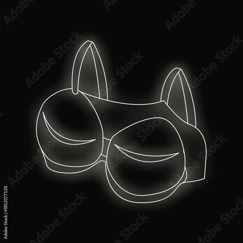 Neon bra glowing on a black background, perfect for fashion and underwear projects