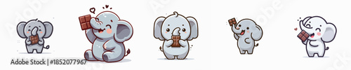 cute elephant vector eating chocolate