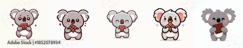 cute koala vector eating chocolate