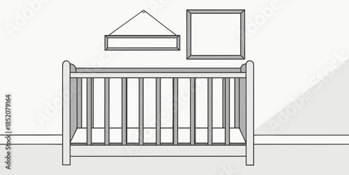 Baby crib and wall decor inside a nursery
