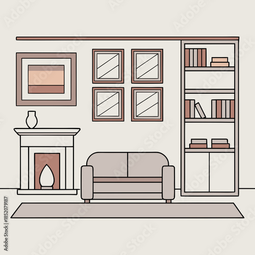 Minimalist living room interior design concept 