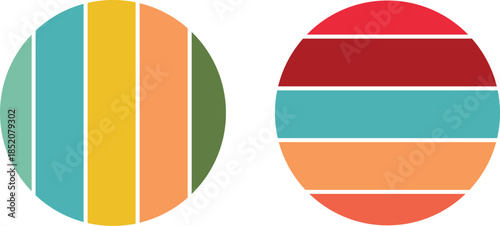 Retro and Vintage Inspired Circular Designs Featuring Vibrant Striped Gradients