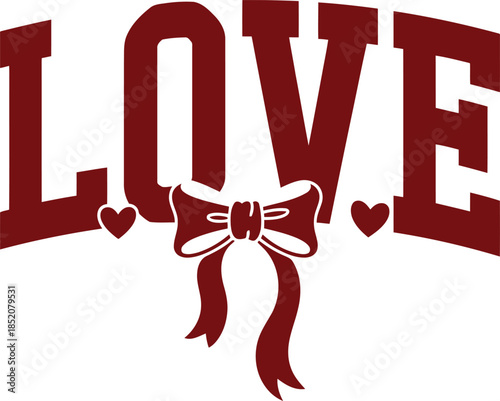 Stunning love symbol with elegant bow and hearts on white