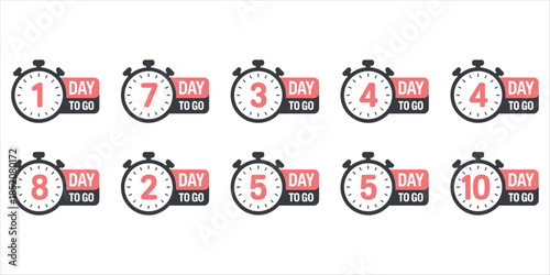 Set of countdown day to go timers for promotions and important events