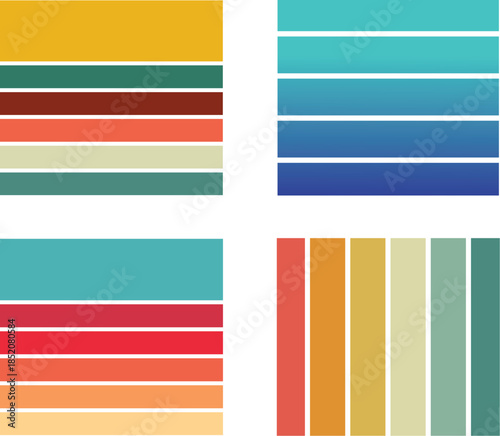 Colorful Retro Sunset Stripes Backgrounds, Vibrant Color Palettes for Design Projects