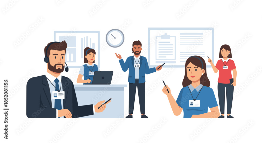 Fototapeta premium Business team members in a modern office environment working and collaborating together for success