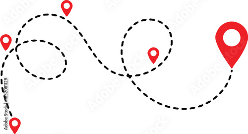 location pin map black line red point road location icon vector illustration 