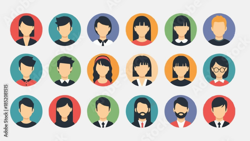 Diverse Group of People Avatars Representing Different Individuals.