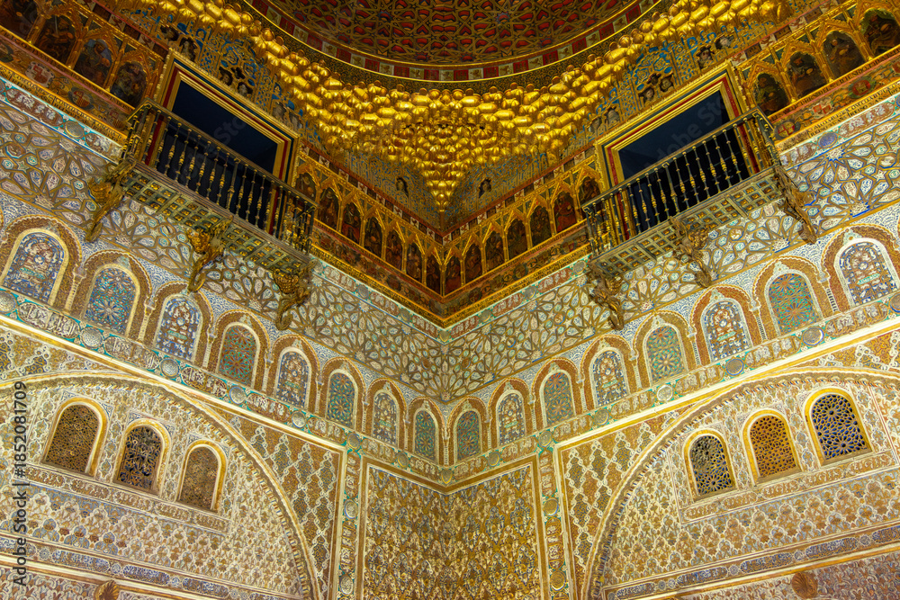 Naklejka premium Hall of Ambassadors interiors in Seville Alcazar, Spain