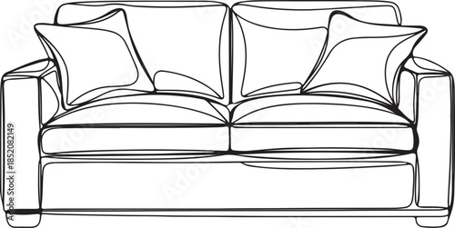 An artistic style using simple, single, and unbroken lines to depict a piece of furniture, popular for clean and modern designs and vector artwork.