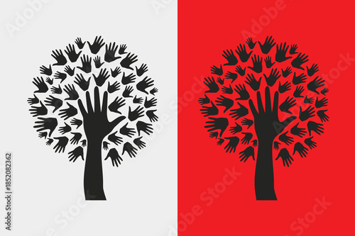 Contrasting tree silhouettes on divided background