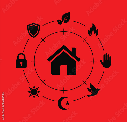 Home safety and security icons