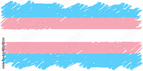 A visual representation of the transgender pride flag with brushstroke texture