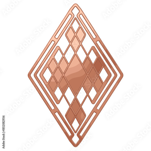Art deco harlequin pattern in rose gold color  
