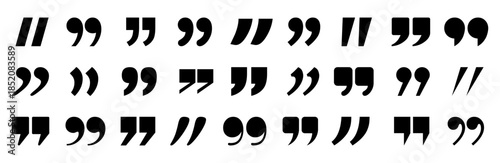 Quote marks set, speech marks. Quotes icon set, inverted commas or talking marks collection - stock vector