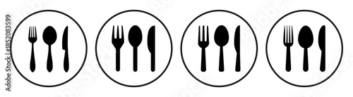 Cutlery icons, fork, spoon and knife icons sign, restaurant menu symbols
