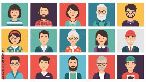 Diverse Group of People Portraits in a Grid Layout.