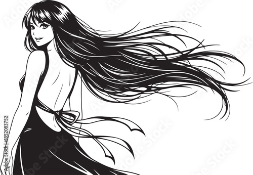 Modern Anime Girl Fashion - Vector Graphic