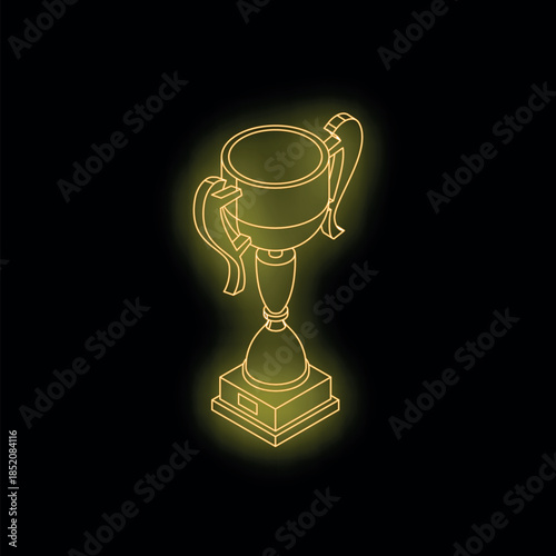 Golden trophy shining on a black background, celebrating victory, achievement, and success