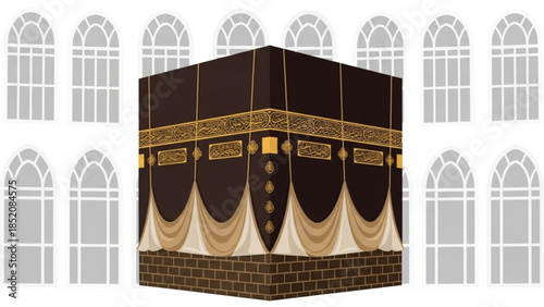 Cubical Sacred Structure with Arched Window Backdrop Islamic Architecture