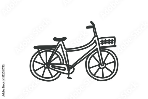 Farm Market Truck Tractor Van Bike for Grocery Food. Doodle Vector Illustration