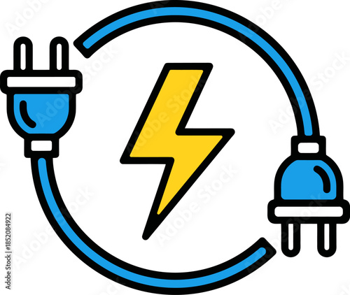 Electrical plug with lightning bolt icon
