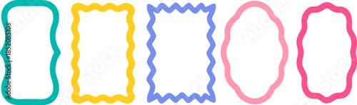 Colorful Modern Vector Frames Collection with Wavy and Scalloped Edges for Creative Design Projects