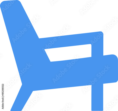 Simple Blue Lounge Chair Vector Icon Illustration for Modern Furniture Design Element