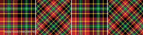 Elegant blue, red, green and black texture with yellow lines of tartan design for textile, fabric, print and background. new year texture