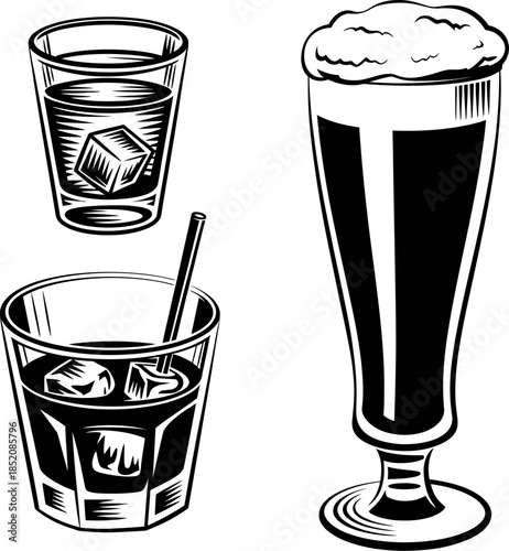 Bar Beverage Illustration Set