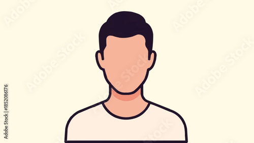 Illustration of a man with dark hair and a white t-shirt.