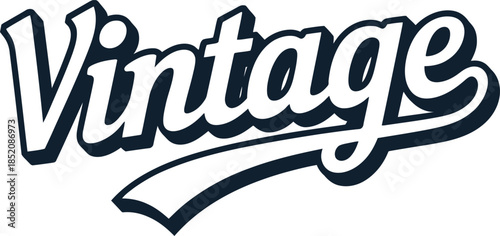 Retro Vintage Script Typography with Athletic Tail and Bold 3D Shadow