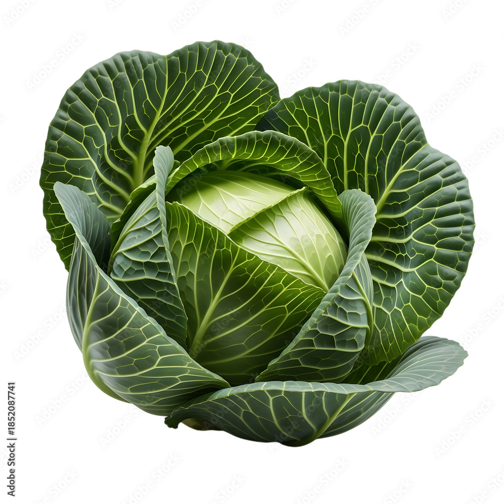 Obraz premium Green cabbage isolated on transparent background