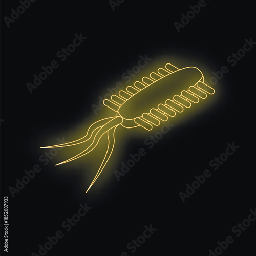 Neon yellow bacteriophage virus attacking bacteria, biological, science and healthcare concept