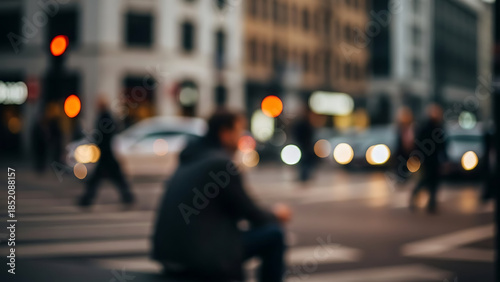 Wallpaper Mural A blurry view of people crossing a street at an intersection in a city Torontodigital.ca